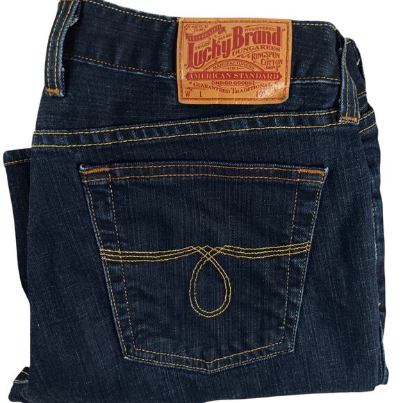 Lucky Brand by Gene Montesano Lola Boot Jeans Womens 12 32X29 Dark Wash USA Made - Picture 2 of 14